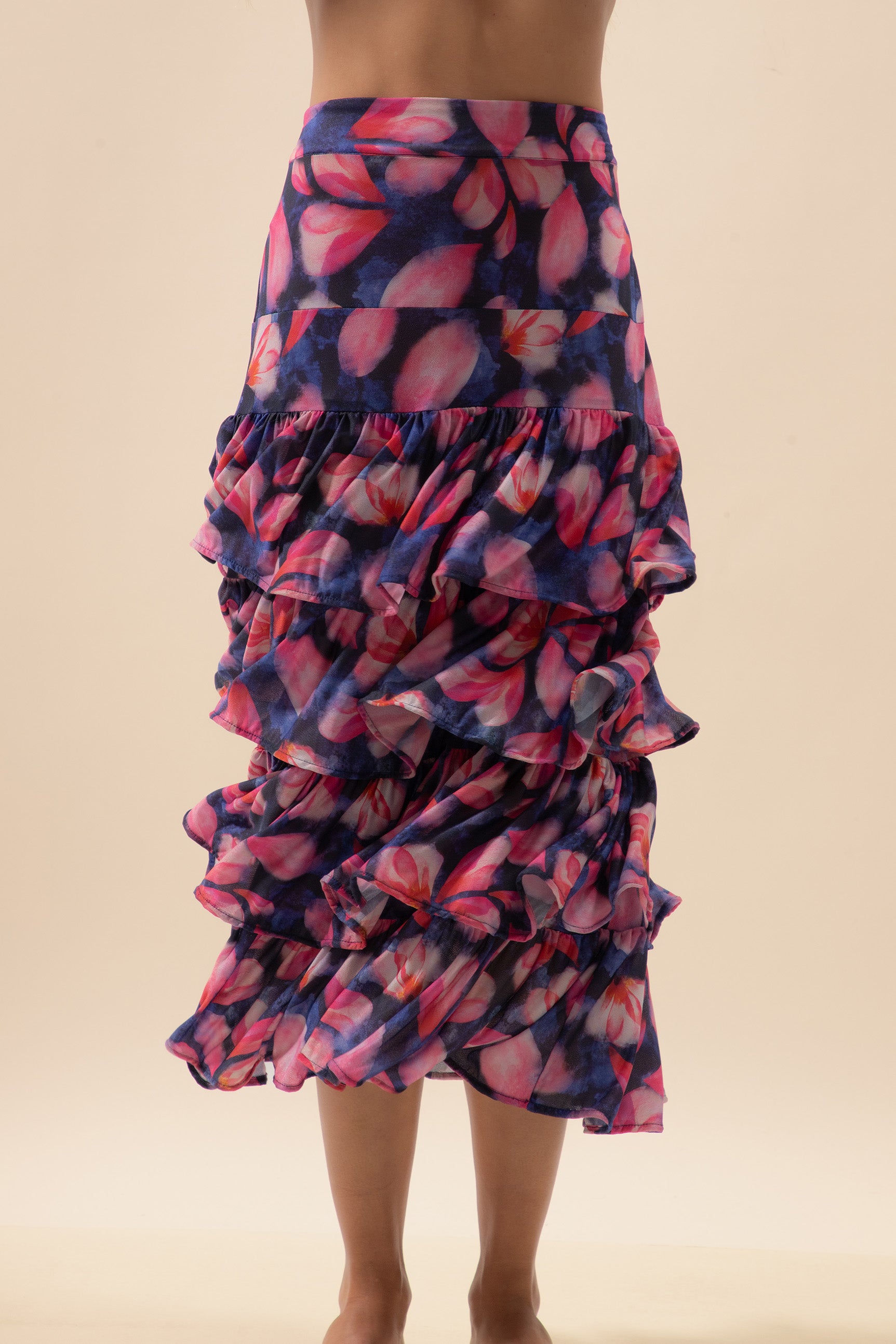Floral Ruffled Midi Skirt Maragogi