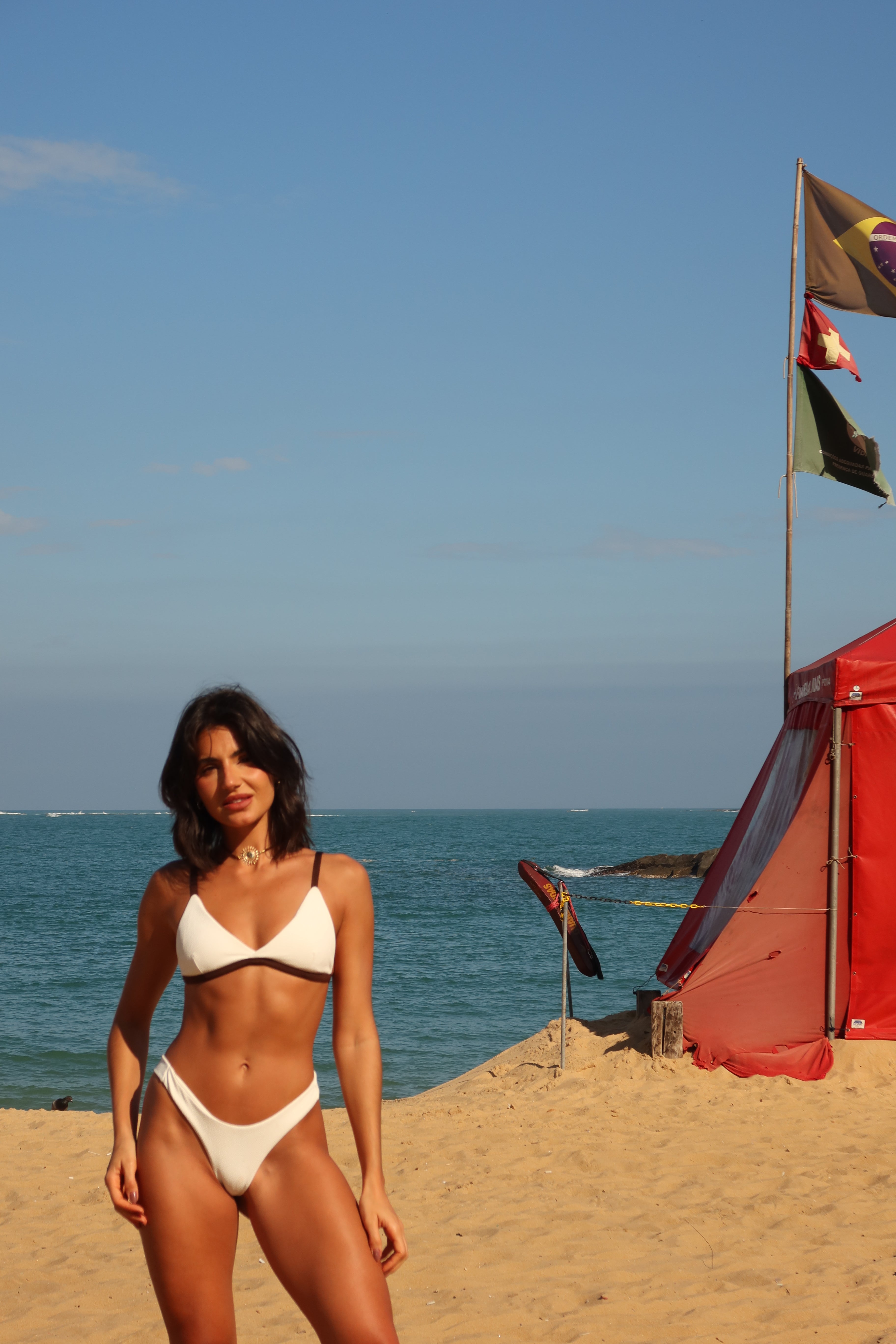 Ostra Bikini Bottom (White + Brown)